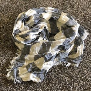 Gray & White Striped Lightweight Scarf/Wrap